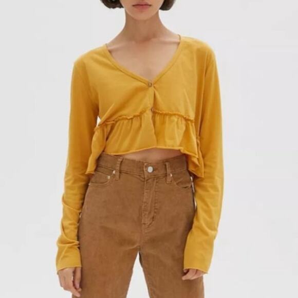 Urban Outfitters Project Social T Tiered Peplum Cardigan Crop Top Women’s Small - Picture 1 of 11
